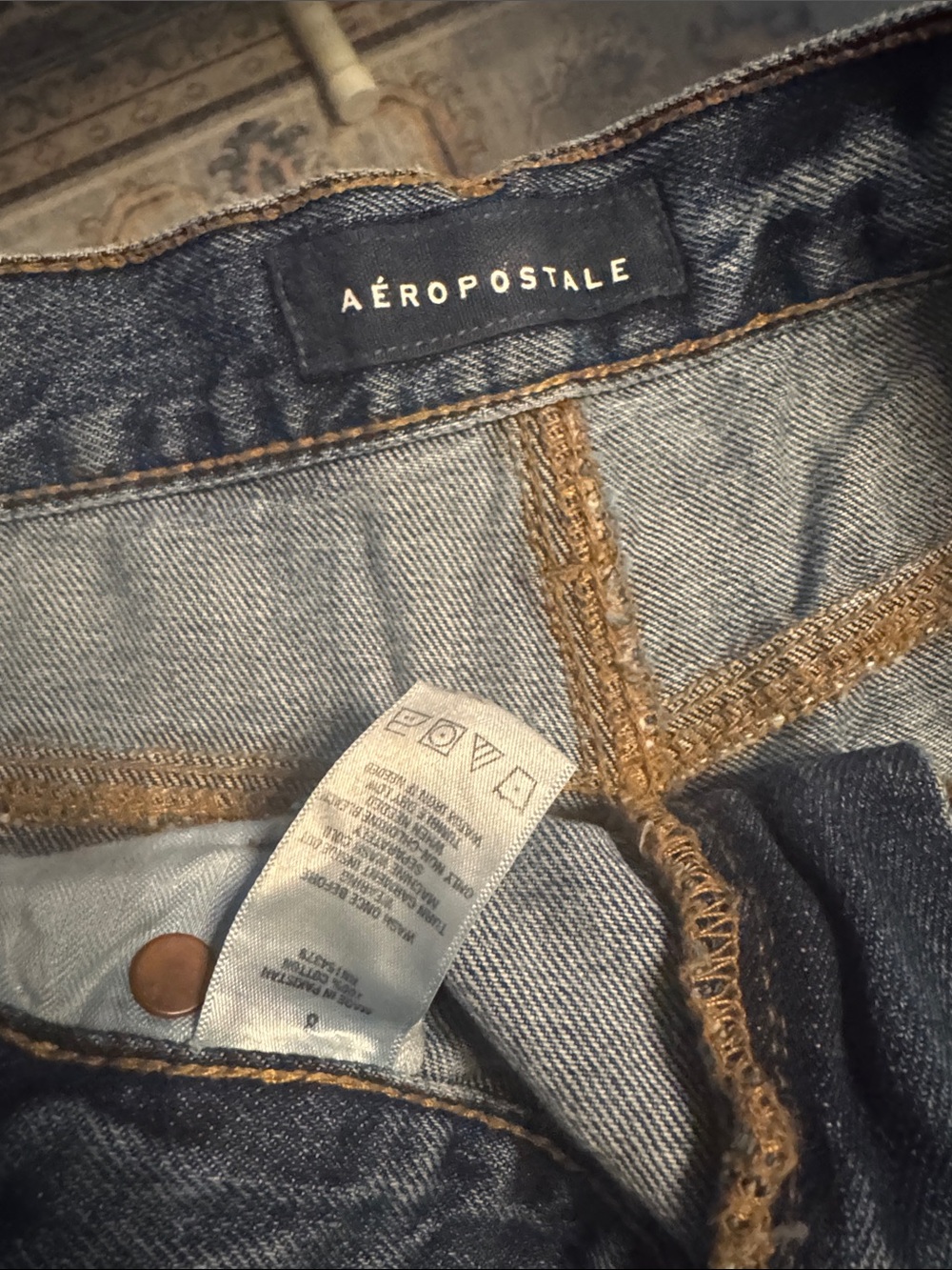 Aeropostale Distressed Dark Blue Denim Jean Shorts - Picture 2 of 5